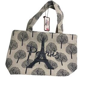 New Paris Canvas Handbag Purse Blue White Eiffel Tower Preppy